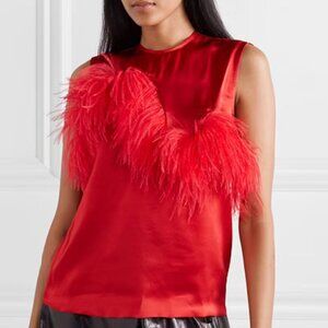 NWT!! Marques' Almeida Spring 2020 Ready to Wear - Red Feather Blouse